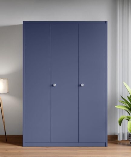 Interio by Godrej Etna 3-Door Steel Almirah | Textured Phiroja Blue, 1-Year Warranty, 1 Locker, 10 Shelves  OPEN BOX