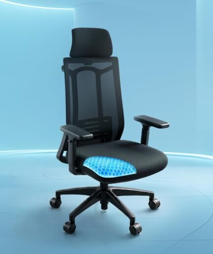 The Sleep Company SwivL Ergonomic Office Chair | Mesh Backrest with Dual Spring Loaded OmniSwivel Technology | SmartGRID® Technology Seat | Adjustable Headrest & Armrests | 135° Recline | Black