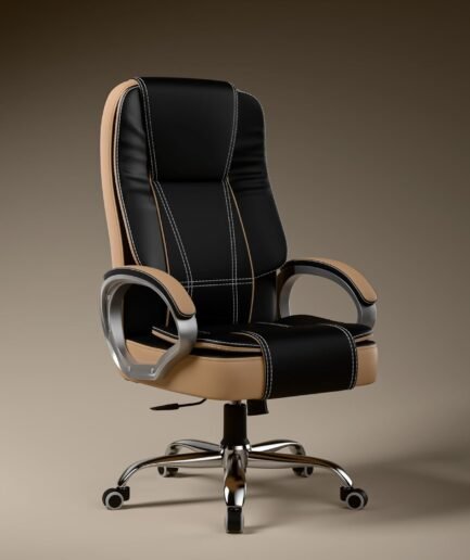 Green Soul Vienna Premium Leatherette Office Chair, High Back Ergonomic Home Office Executive Chair with Spacious Cushion Seat & Heavy Duty Metal Base (Black & Tan)