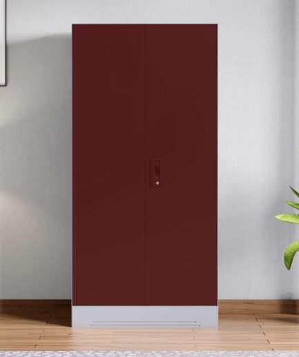 Interio by Godrej Slimline 2-Door Steel Almirah/Wardrobe (Russet) | 1-Year Warranty, 1 Drawer, 1 Locker, 5 Shelves OPEN BOX