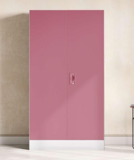 Interio by Godrej Slimline 2-Door Steel Almirah | Cupboard for Clothes, Royal Ivory and Dusty Rose, 1-Year Warranty, 1 Locker, 4 Shelves OPEN BOX