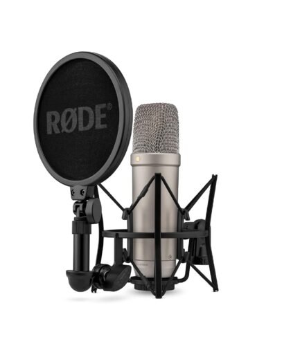 Rode Nt1 5Th Generation Large-Diaphragm Studio Condenser Microphone with XLR and USB Outputs, Shock Mount and Pop Filter for Music Production, Vocal Recording and Podcasting (Silver) Open Box