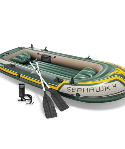Intex Inflatable Air PVC Seahawk 4 Boat Set, Multi Color