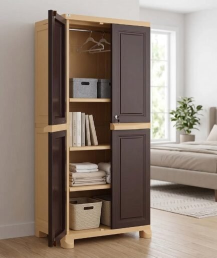 Nilkamal Freedom Big 1 (FB1) Plastic Wardrobe for Storage|3-Year Warranty|Clothes Organizer|Shelves|Cupboard|Almirah for Home, Living Room, Bed Room|Adult & Kids|Weather Brown/Biscuit