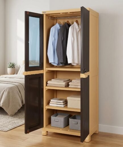 Nilkamal Freedom Big 1 (FB1M) Plastic Wardrobe with Mirror|3-Year Warranty|Clothes Organizer|Shelves|Cupboard|Almirah for Home, Living Room, Bed Room|Adult & Kids|Weather Brown & Biscuit  Amazon.in: Home & Kitchen