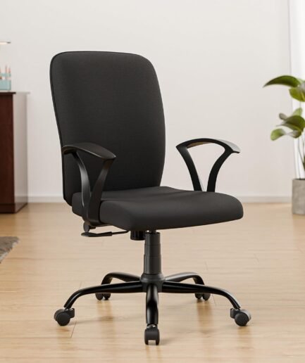 Green Soul Seoul X Office Chair, Mid Back Fabric Ergonomic Home Office Desk Chair with Comfortable & Spacious Seat, Rocking-tilt Mechanism & Heavy Duty Metal Base (Black)