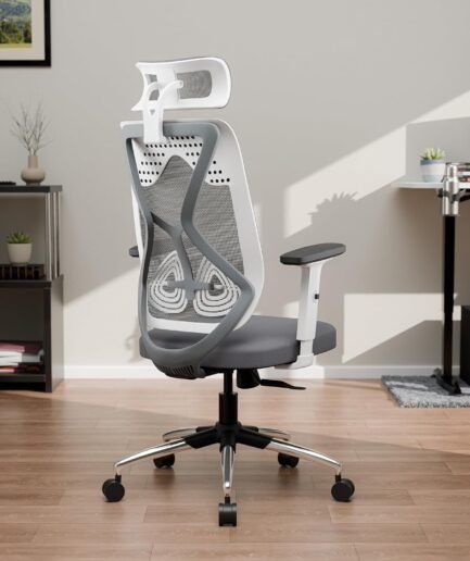 Green Soul Zodiac Lite | Office Chair|Flybird Ergonomic Design|1D Adjustable Armrests|Synchro Tilt Lock Mechanism|Adjustable Lumbar Support |Mesh Fabric |No Seat Slider (White & Grey)